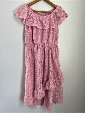 Beautees | Girls' Pink Lace Ruffle Dress #7950T30 Size 12